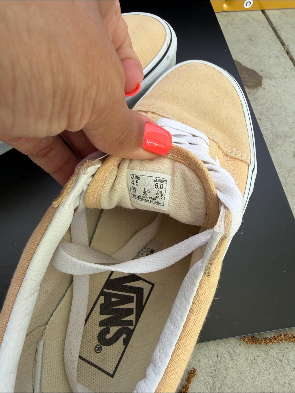 Low-Top Canvas Sneakers in Beige/Yellow with White Accents - Picture 2 of 4